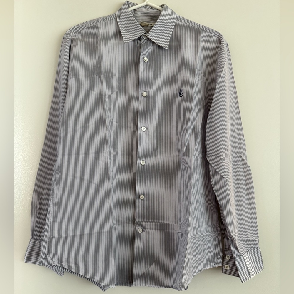 John Varvatos Black and White Striped Casual Shirt